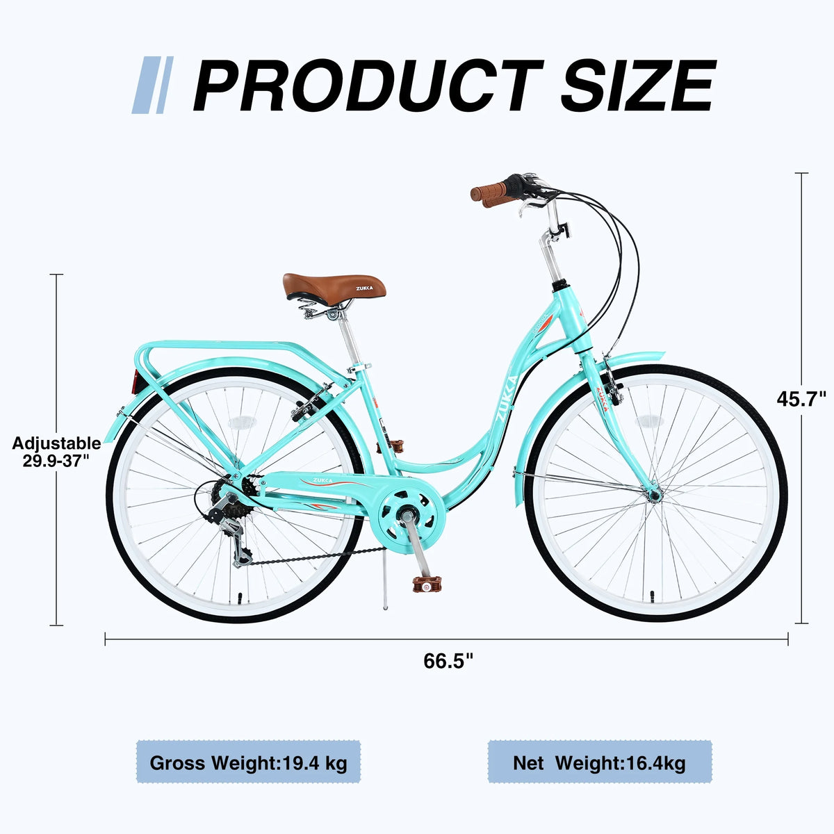 26 in Women'S Bike, Adult Cruiser Bicycle Shimano 7 Speed Steel Frame City Commuter Bike for Ladies, Green - Product image 5
