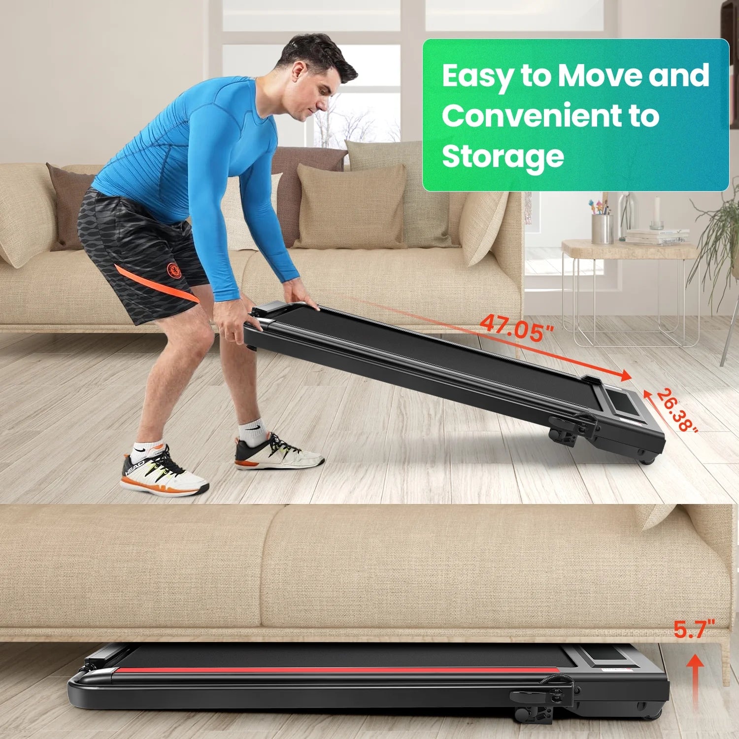 2 in 1 Walking Pad Treadmill with Incline, 2.5HP Under Desk Treadmill with Handle Remote Control & LED - Product image 22