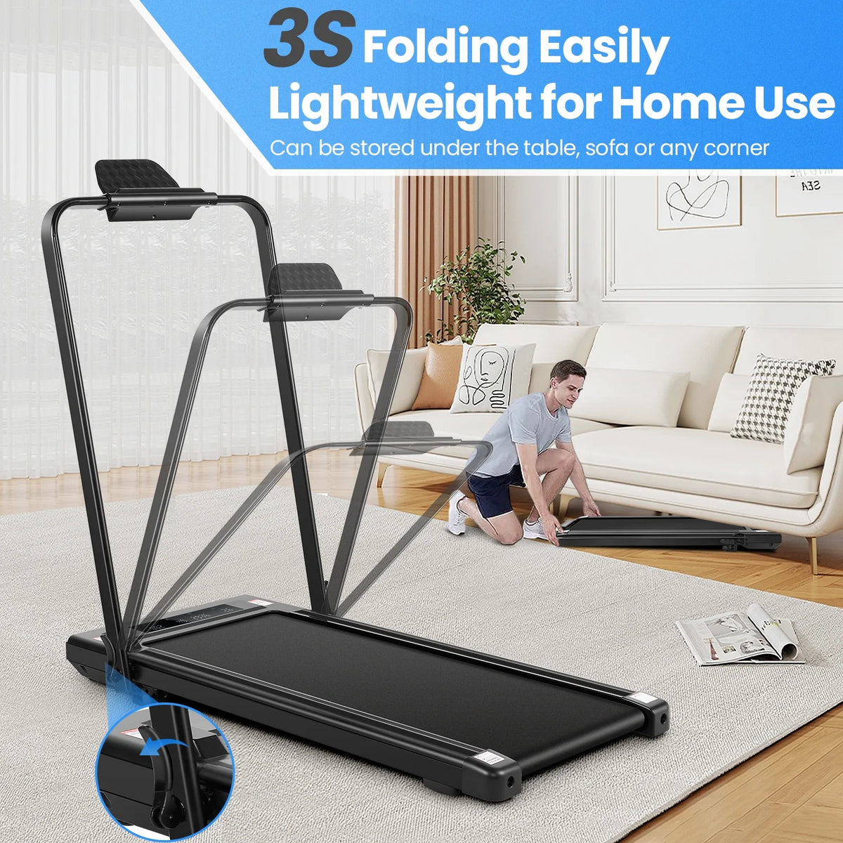 2 in 1 Walking Pad Treadmill with Incline, 2.5HP Under Desk Treadmill with Handle Remote Control & LED - Product image 15