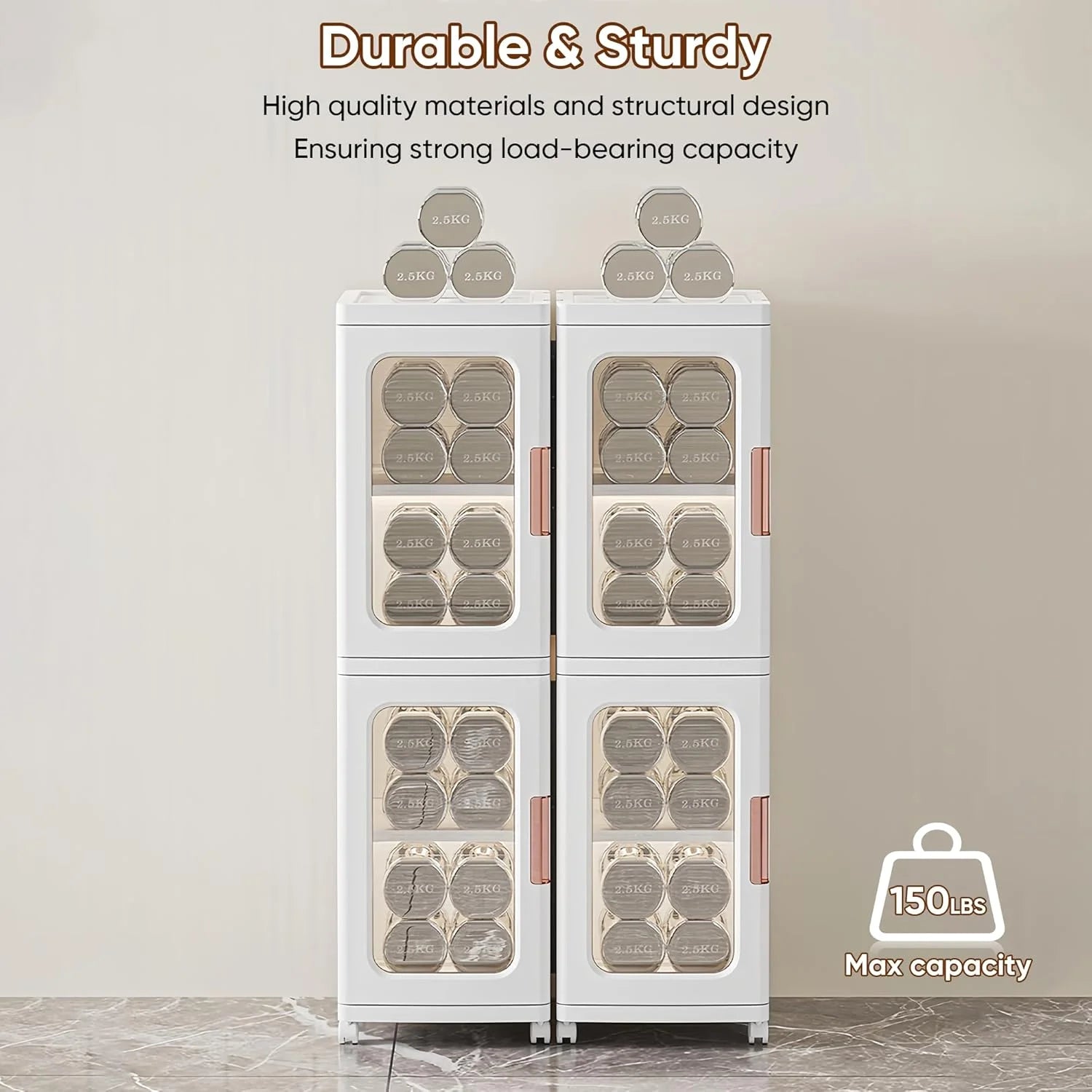 Slim Kitchen Pantry Storage Cabinet with Doors and Shelves, 3 - Tiers Plastic Narrow Storage Organizer - Product image 12