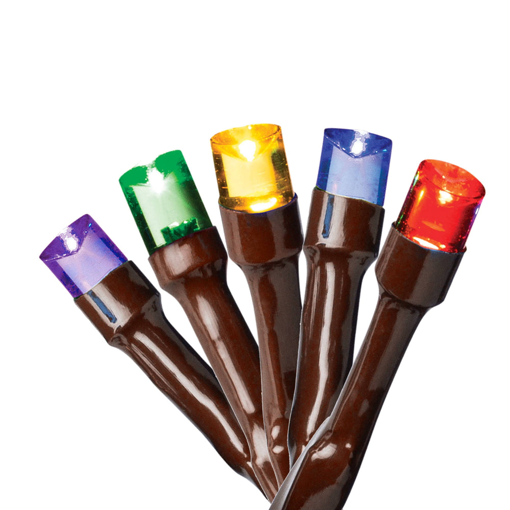 Holiday Time 50-Count Operated 8-Function Multicolor LED Micro Christmas Lights with Brown Wire - 14.5 ft