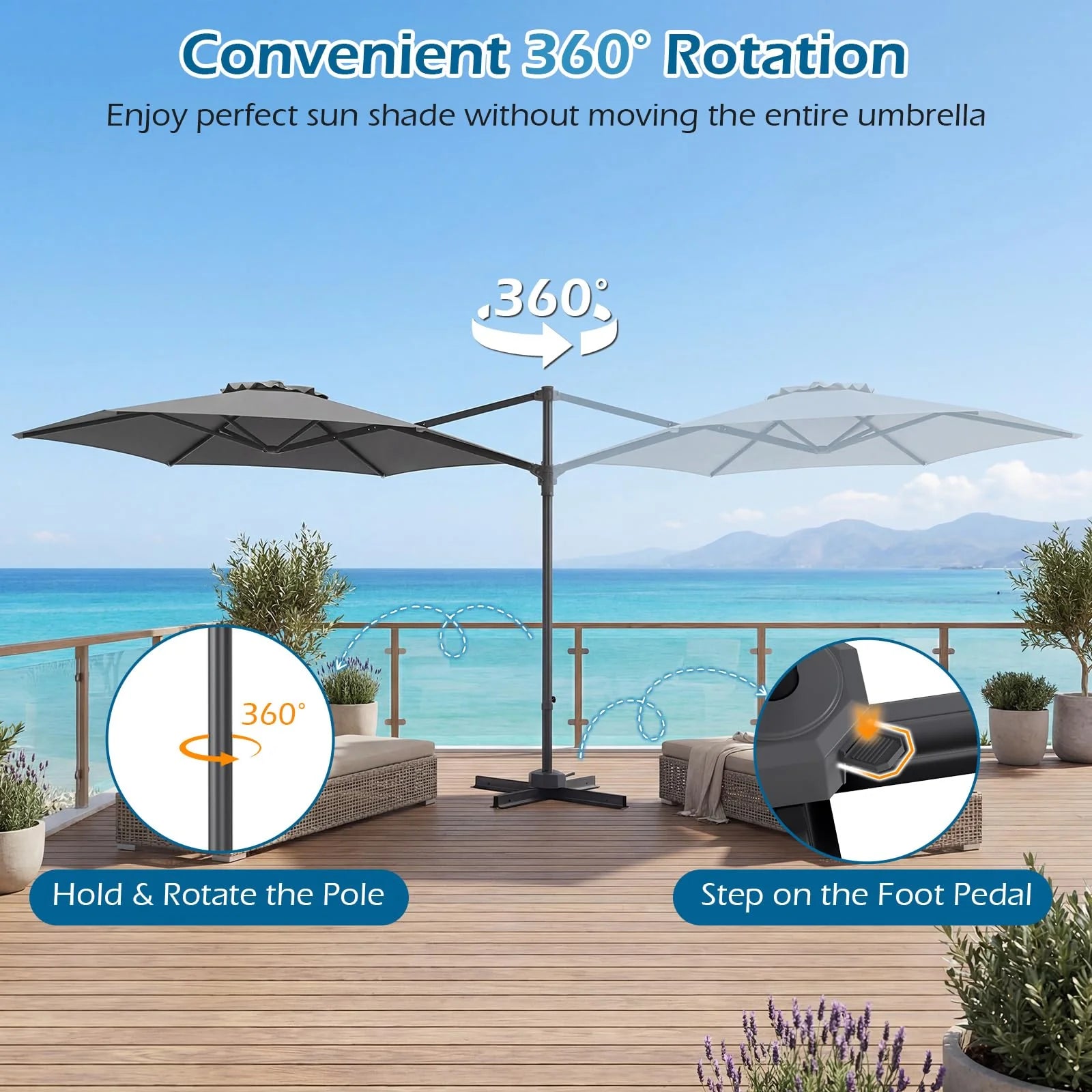 Tangkula 10FT Patio Umbrella Offset Cantilever Outdoor Umbrella - Product image 3