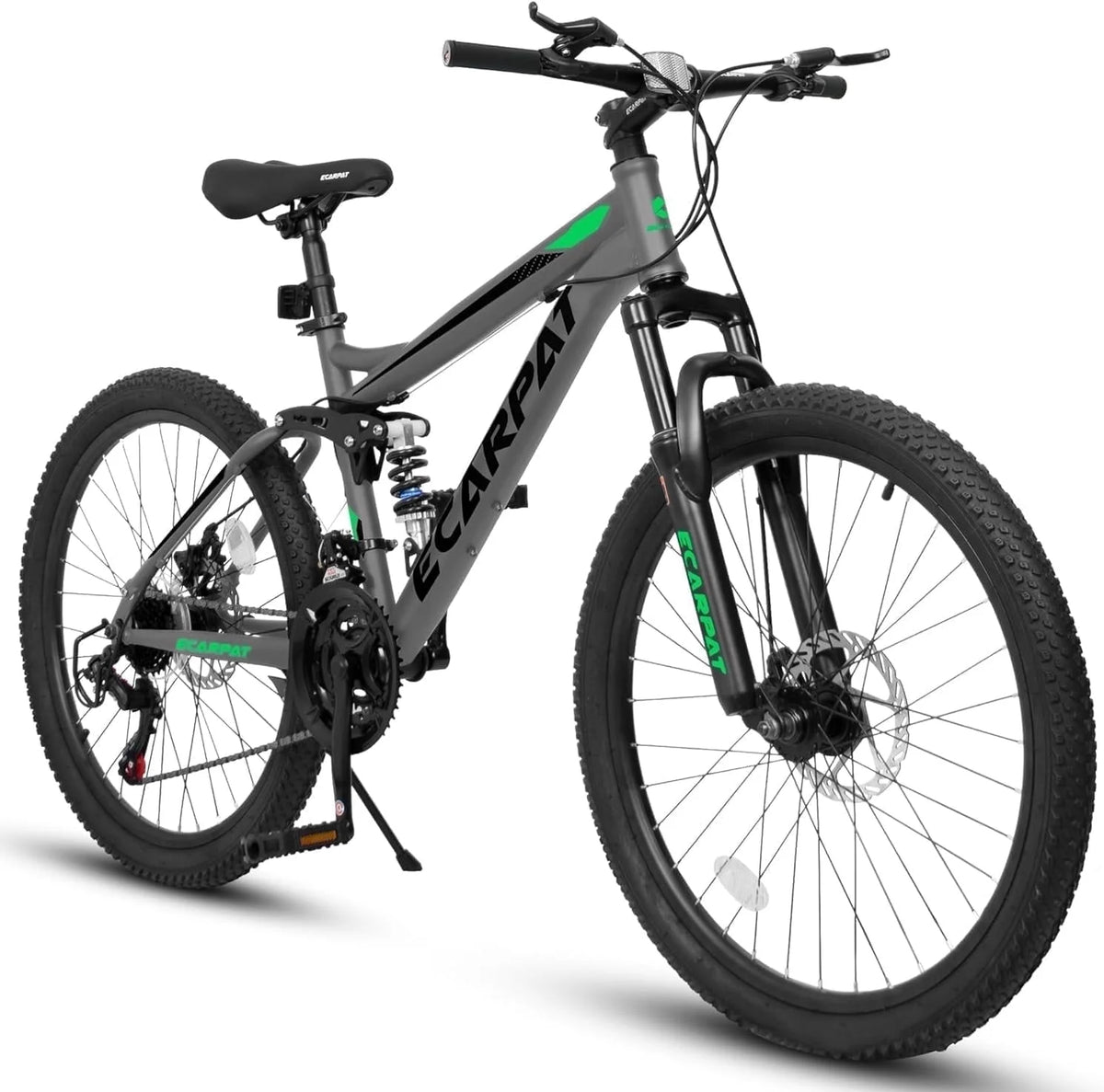 Ecarpat 26 in Mountain Bike, 21 - Speed Bike with Dual Suspension, High - Carbon Steel Frame and Disc Brakes, MTB Commuter Bicycles for Men Women, Black - Blue