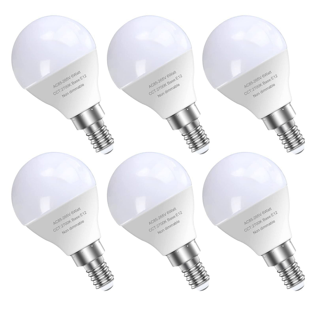 GOSCHE 6 Pack E12 LED Candelabra Light Bulbs, 60 Watt Equivalent, Warm White 2700K - Product image 1