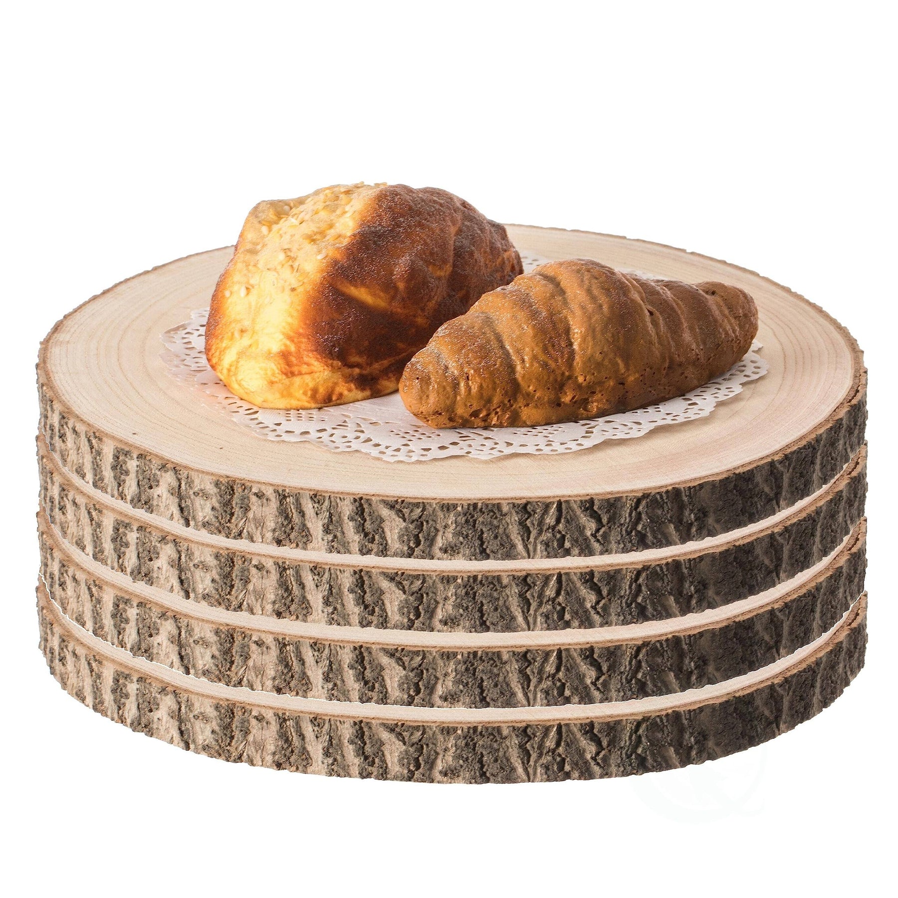 Vintiquewise Home Decor Natural Wooden Bark Slice Tray Large Rustic Table Charger Centerpiece, Set of 4 - Product image 1