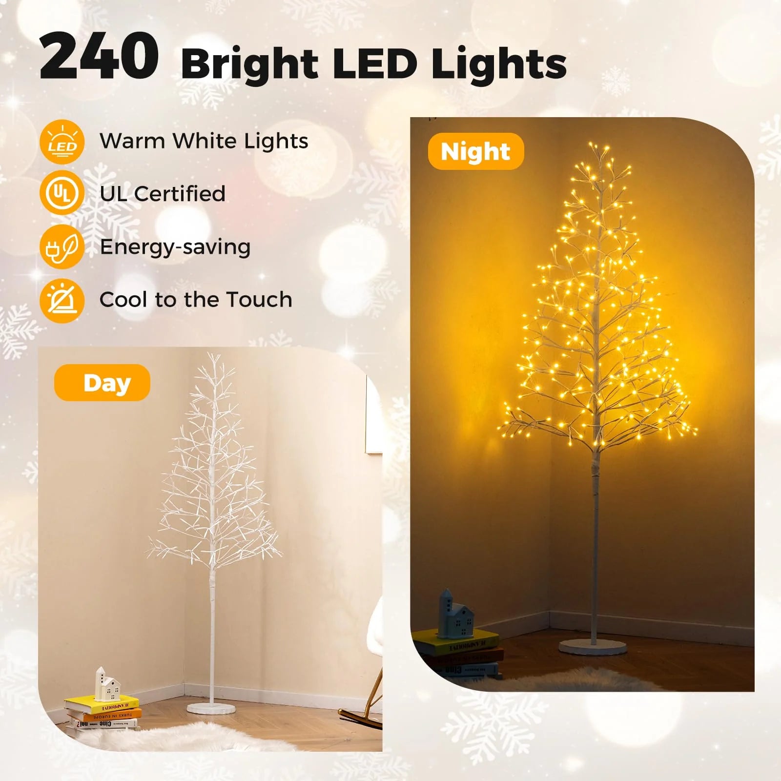 Tangkula Christmas Outdoor Lighted Birch Tree Pre-lit Decor with Warm White Light LED Lights - Product image 4