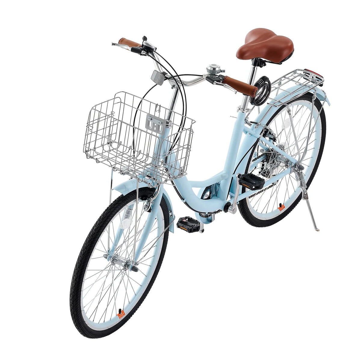 KFFKFF 26" Cruiser Bike, 7 - Speed, Pale Blue Coastal Riding Bike with Spacious Basket and Back Stand - Product image 9