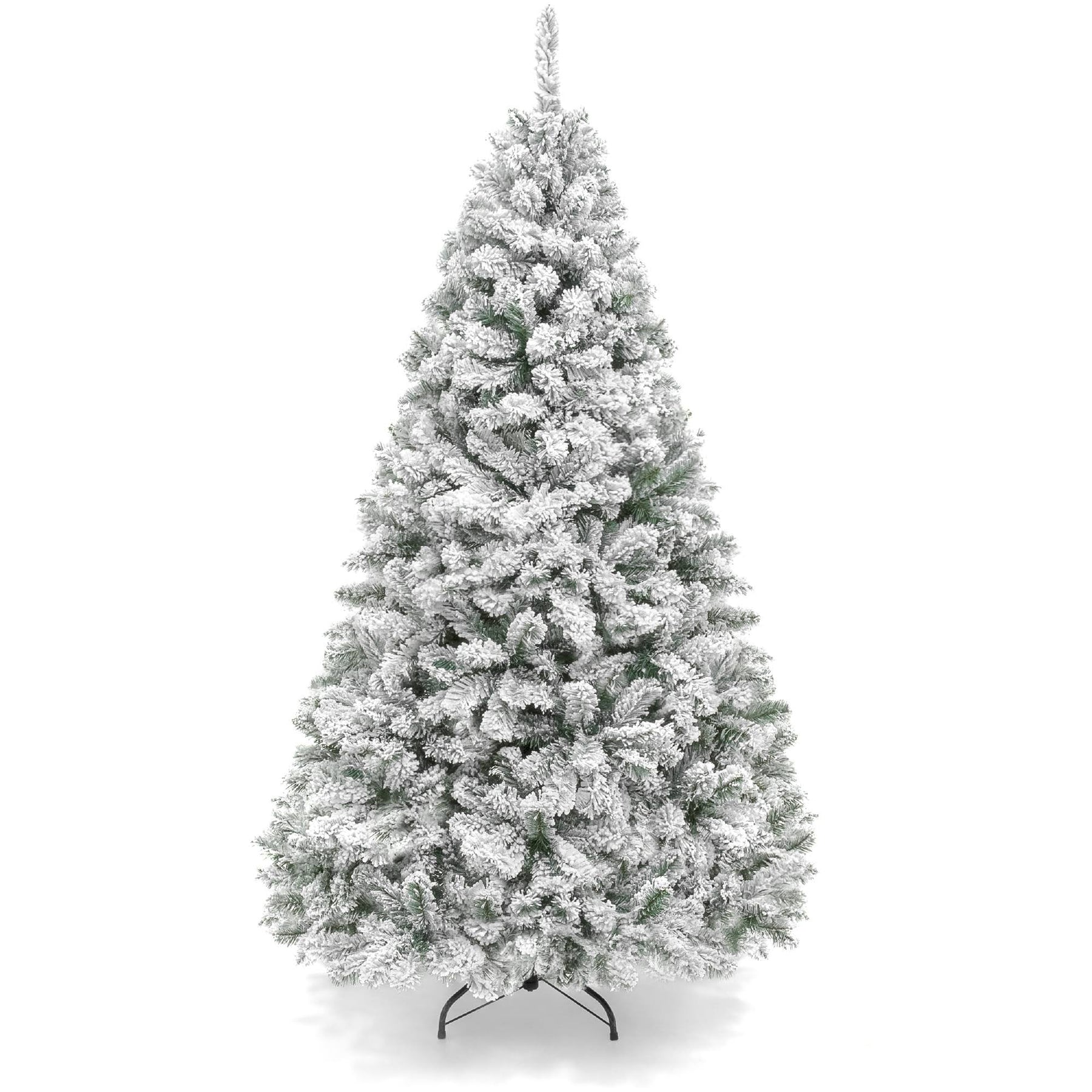 Best Choice Products Snow Flocked Hinged Artificial Christmas Pine Tree with Metal Stand, White/Green, 6' - Product image 1